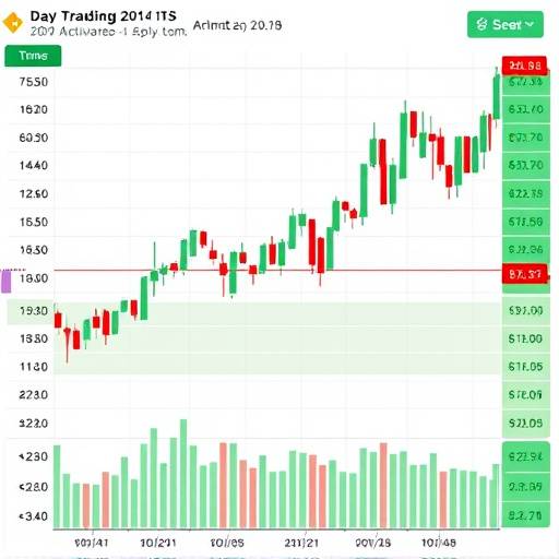 Illustration of a day trading chart with multiple intraday trades